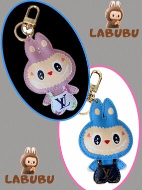 Labubu Designer-Inspired Keychain Bag Charm – Pink or Blue – Handmade Style